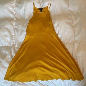Ribbed Mustard Yellow Halter Top Dress
